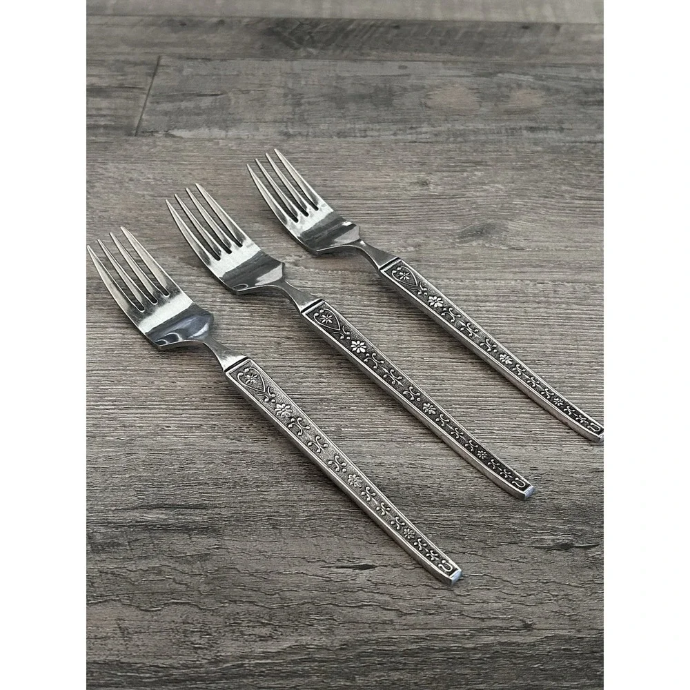 Vintage MCM‎ United Silver Cordova Dinner Forks Stainless Steel Japan Set of 3